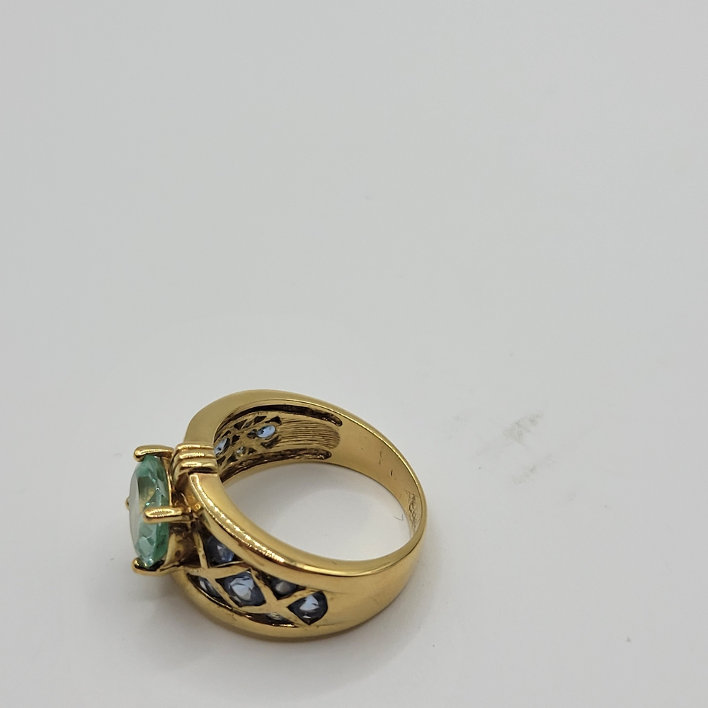Vintage Sterling silver Vermil C^A Canada Aquamarine Lattice Filigree Ring - Picture 9 of 14